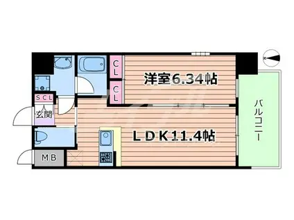 プレジオ城東(1LDK/5階)の間取り写真