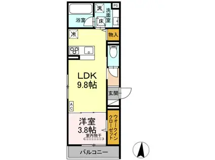 D-RESIDENCE吉津(1LDK/2階)の間取り写真