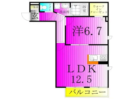 グランドソレイユ(1LDK/2階)の間取り写真
