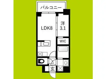 エスリードレジデンスザ・グラン大阪福島クラス(1LDK/12階)の間取り写真