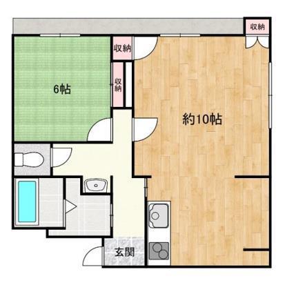 明和マンション(1LDK/2階)の間取り写真