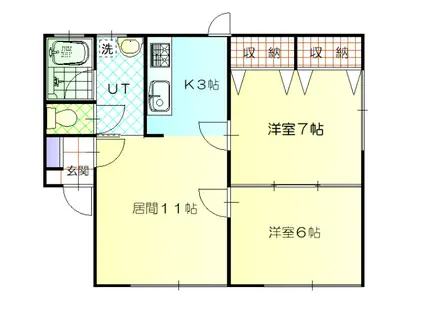 AWAY(2LDK/1階)の間取り写真