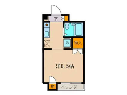 コーポかすが(ワンルーム/2階)の間取り写真