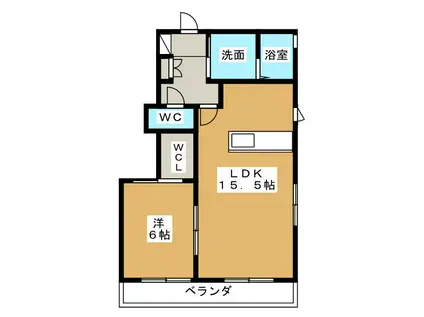 ヴィラ ティンカーベル(1LDK/2階)の間取り写真