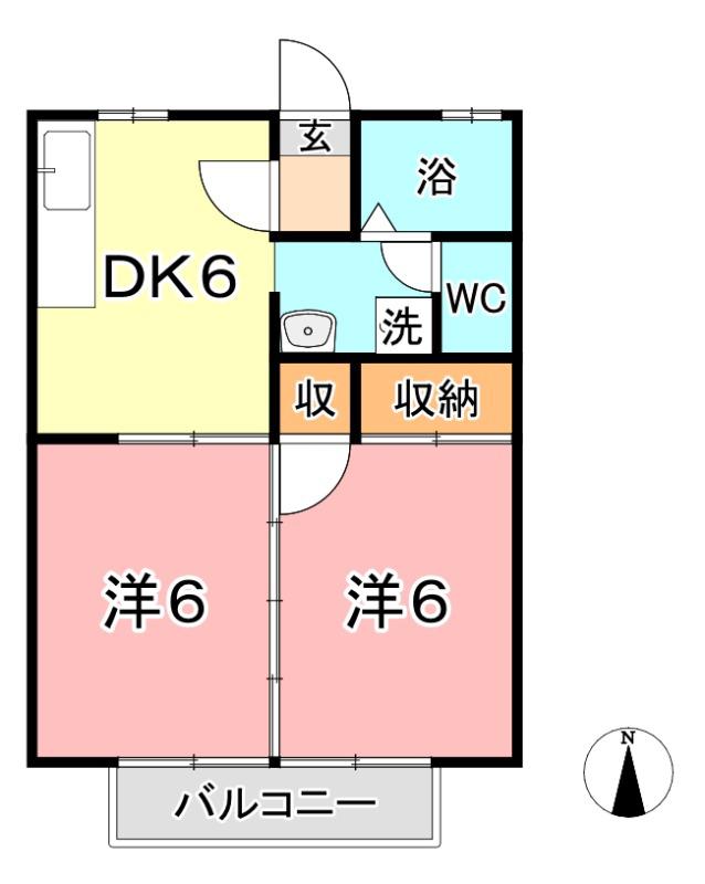 フィオーレ倉敷A棟(2DK/2階)の間取り写真