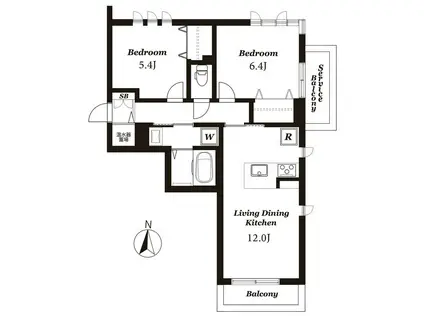 メゾンマスト あすと長町(2LDK/3階)の間取り写真