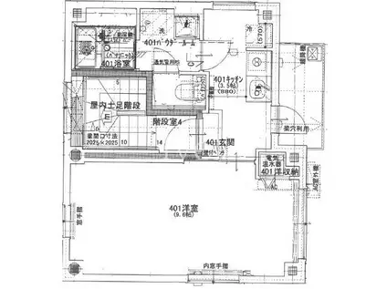 パーチェアレア(1K/4階)の間取り写真