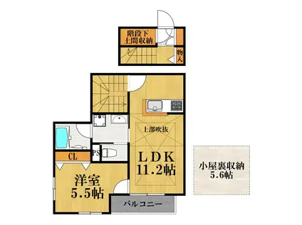 ウエスチングハウスS(1LDK/2階)の間取り写真