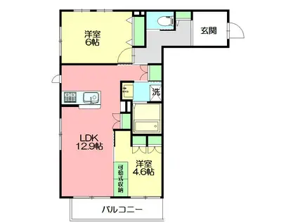 パインヒルズ ウエスト(2LDK/2階)の間取り写真