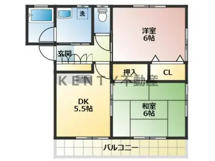 ベルコート壱番館(2DK/2階)の間取り写真