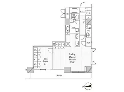 JP NOIE 恵比寿西(1LDK/5階)の間取り写真