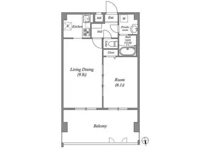 ペアパレス六町環七北通(1LDK/5階)の間取り写真