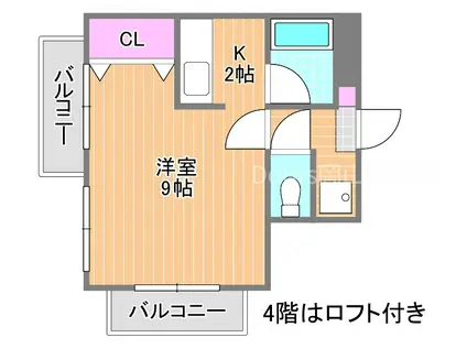 ジュネス南方(1K/3階)の間取り写真