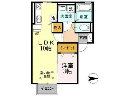 ＩＲいしかわ鉄道 小松駅 バス乗車時間：8分 最寄りバス停で下車 徒歩8分 2階建 築13年(1LDK/2階)の間取り写真