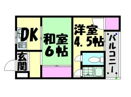 鳳ハイツ(2DK/2階)の間取り写真