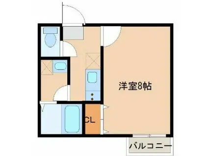 アスコット連坊駅前II(1K/2階)の間取り写真