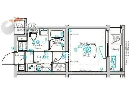 MIND 武蔵中原(1K/2階)の間取り写真