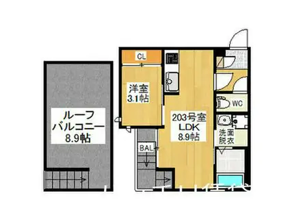GRANDTIC FIRST(1LDK/2階)の間取り写真