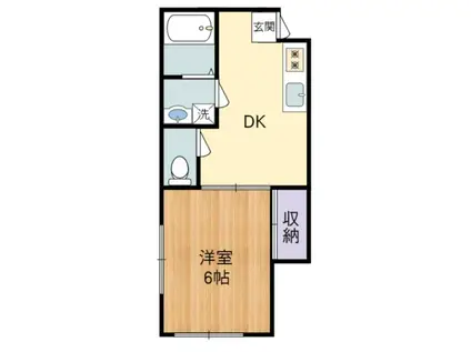 メゾン梨里(1DK/1階)の間取り写真