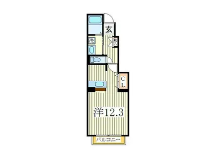 エターナル グレイスA(1K/1階)の間取り写真