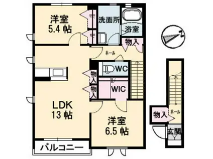 ラポールI(2LDK/2階)の間取り写真