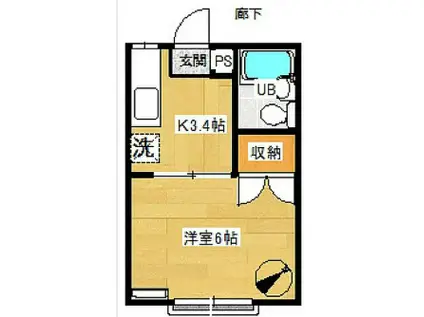 スカイホーク鷹取第9ハウス・チカ(1K/1階)の間取り写真