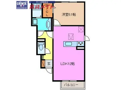 RESIDENCE高茶屋 B(1LDK/1階)の間取り写真