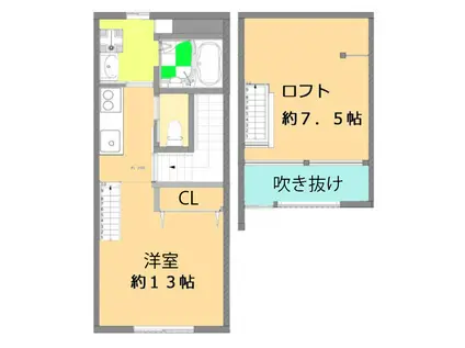 ストリングス桜新町(ワンルーム/2階)の間取り写真