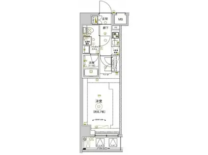 セジョリ押上イースト(1K/4階)の間取り写真