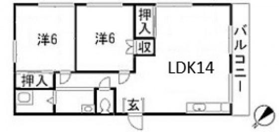 コーポ香鯉園(2LDK/3階)の間取り写真