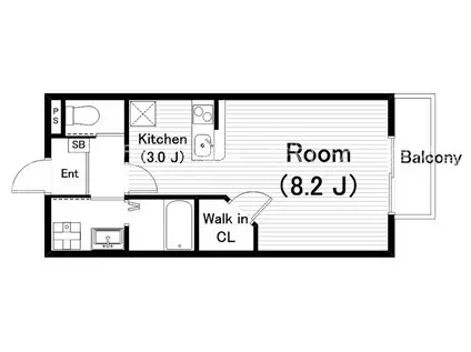 シェリーパルク(1K/1階)の間取り写真