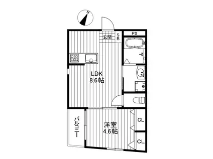 VERUS三軒茶屋(1LDK/3階)の間取り写真