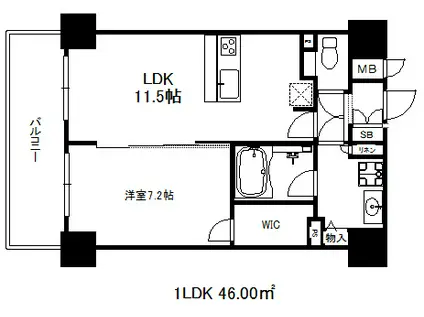 プレサンスザ神戸(1LDK/10階)の間取り写真
