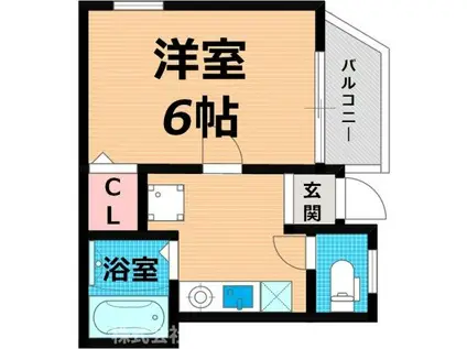 F・C今福(1K/1階)の間取り写真