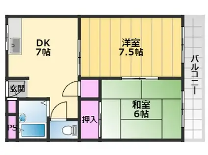サザントーク岸和田(2DK/3階)の間取り写真