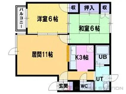 エクセレント橘II(2LDK/1階)の間取り写真