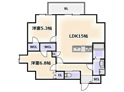 LEGALANDABENO SANMEICHO(2LDK/8階)の間取り写真