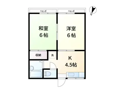 木村コーポ(2K/2階)の間取り写真