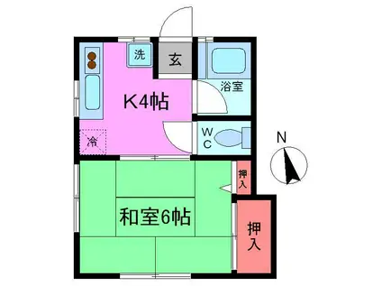 高橋ハイツ(1K/1階)の間取り写真