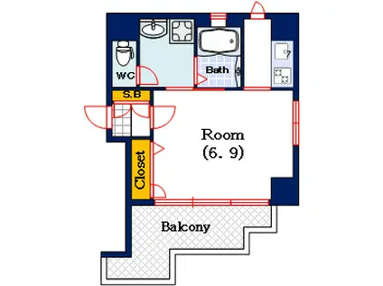 CHATEAU NANBA RIPPLE(1K/5階)の間取り写真