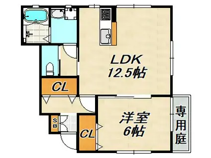 KARIN会下山(1LDK/1階)の間取り写真
