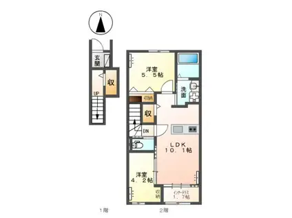 ベル・ボヌール(2LDK/2階)の間取り写真