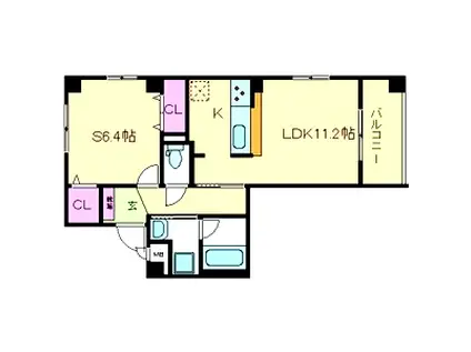 カーサ・デ・マヤ(1LDK/3階)の間取り写真