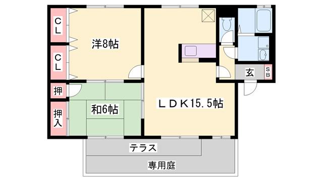 サンアベニュー(2LDK/1階)の間取り写真