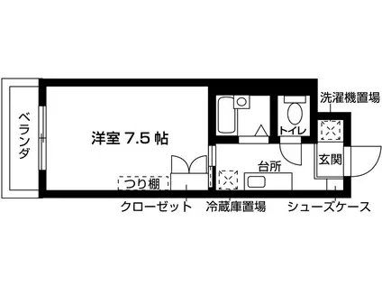 キャトルセゾン(ワンルーム/1階)の間取り写真