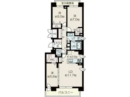 ル・コルヌイエ山鼻(3LDK/2階)の間取り写真