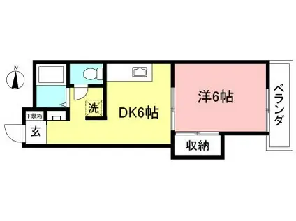 天神ハイツ(1DK/3階)の間取り写真