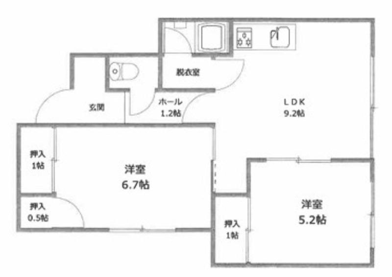コーポたなか(2LDK/2階)の間取り写真