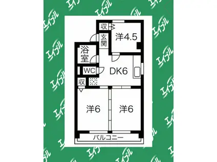 COURT 八家(3DK/3階)の間取り写真