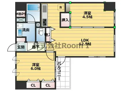 日宝ライフ十二軒町(2LDK/5階)の間取り写真